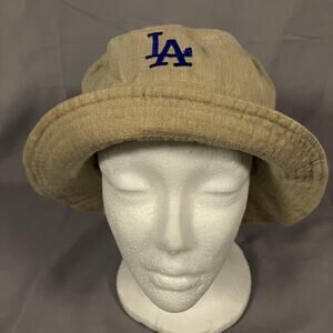 Los Angeles Dodgers Hat Bucket Mens Tan Khaki‎ MLB Baseball Cotton LA Logo